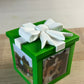 Green Keepsake Box with photo magnets on two sides